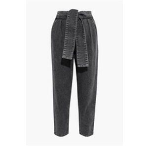 IRO Repu belted acid-wash high-rise tapered jeans - M